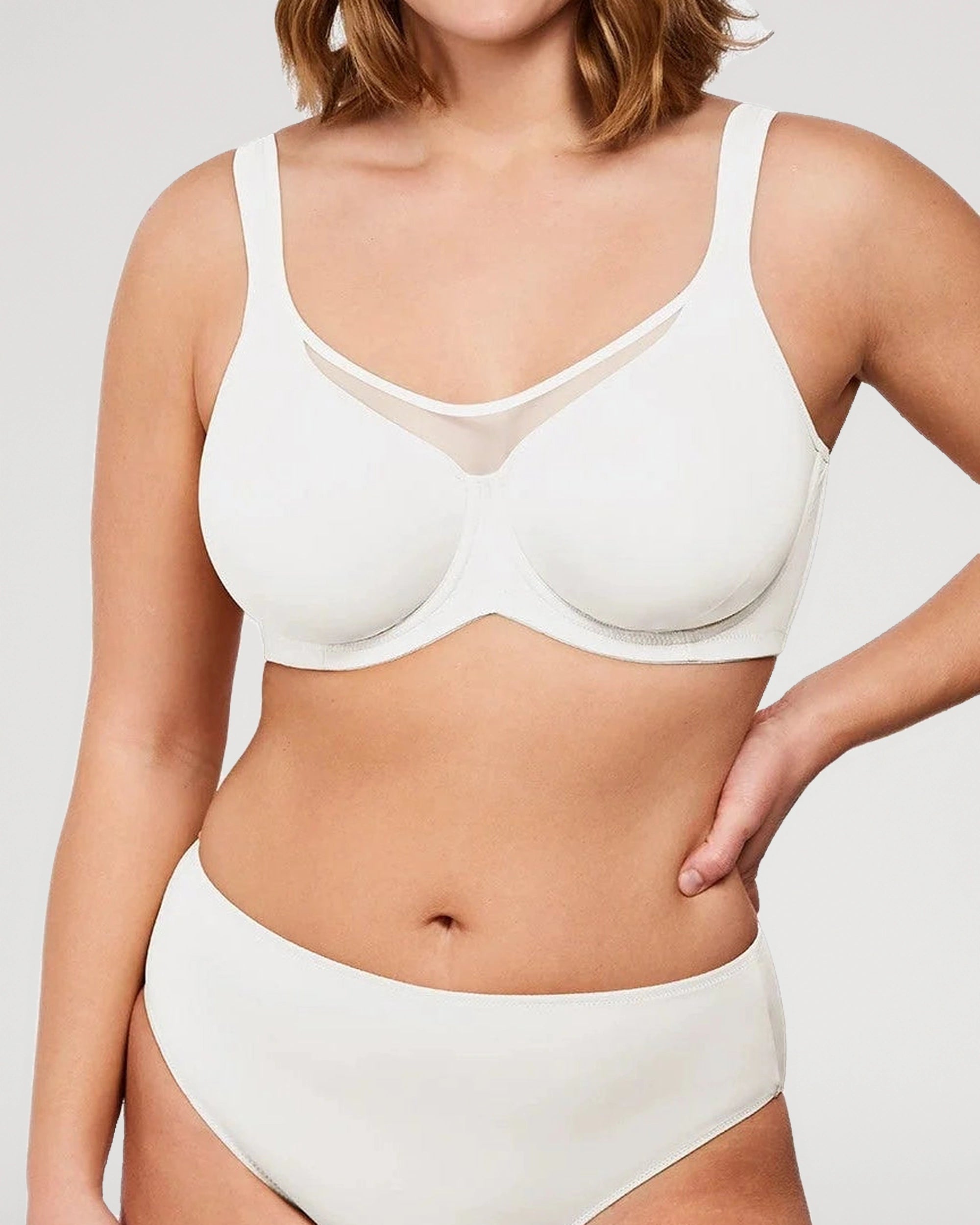 Strap and neckline view for the minimizer bra | LilyCurve