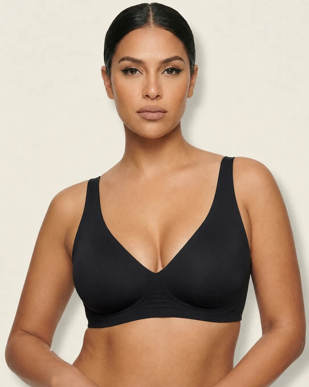 Soutien-gorge sans couture plongeant push-up sans armature en gel