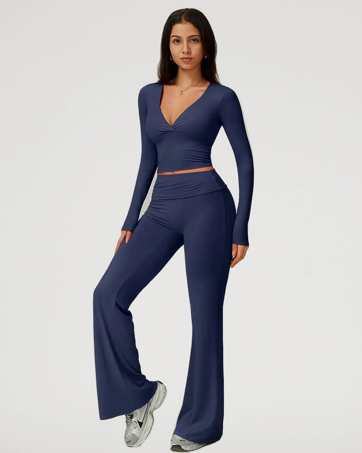 Model-style fit view of the Womens 2 Piece High Stretch Sporty Activewear Set | LilyCurve