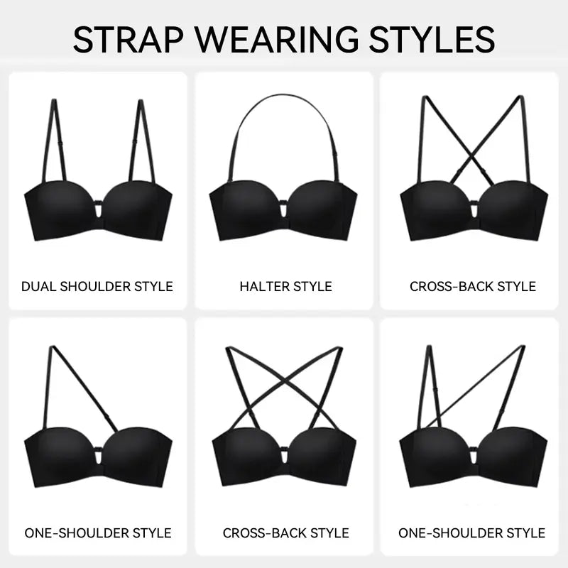 Front-Closure Wireless Padded Strapless Bra