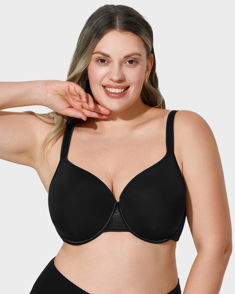 LilyCurve Elegant Full Coverage Underwire Bra in BK