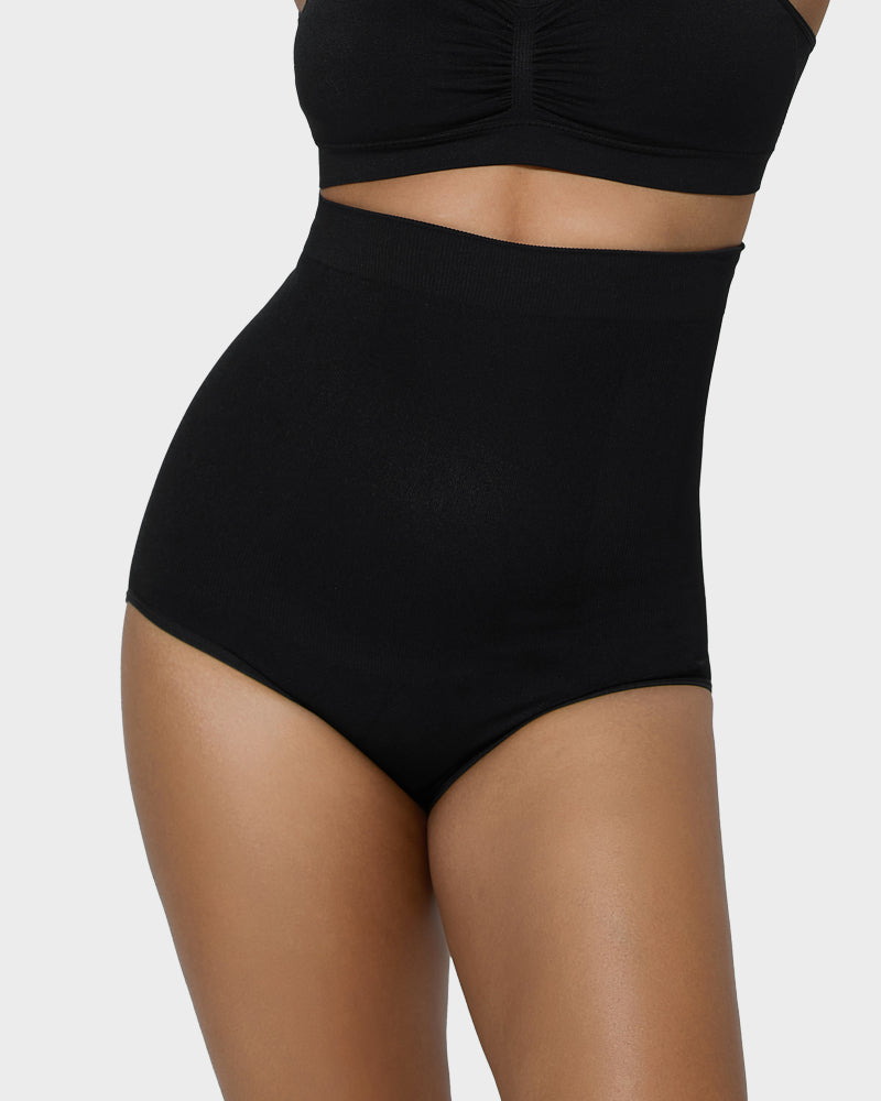 LilyCurve High Waist Tummy Control Brief Panty (2 Pack) in BK