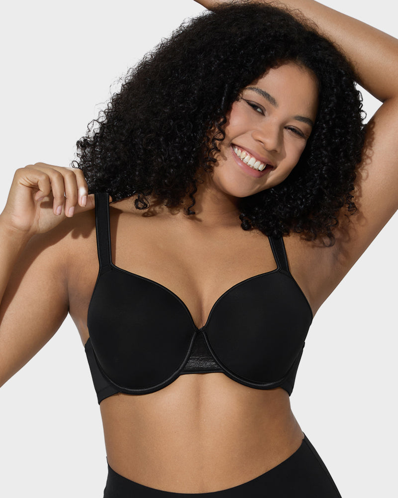 LilyCurve Elegant Full Coverage Underwire Bra in BK