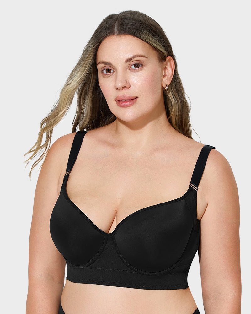 LilyCurve Back-Smoothing Push-Up Bra – Classic Everyday Lift in BK
