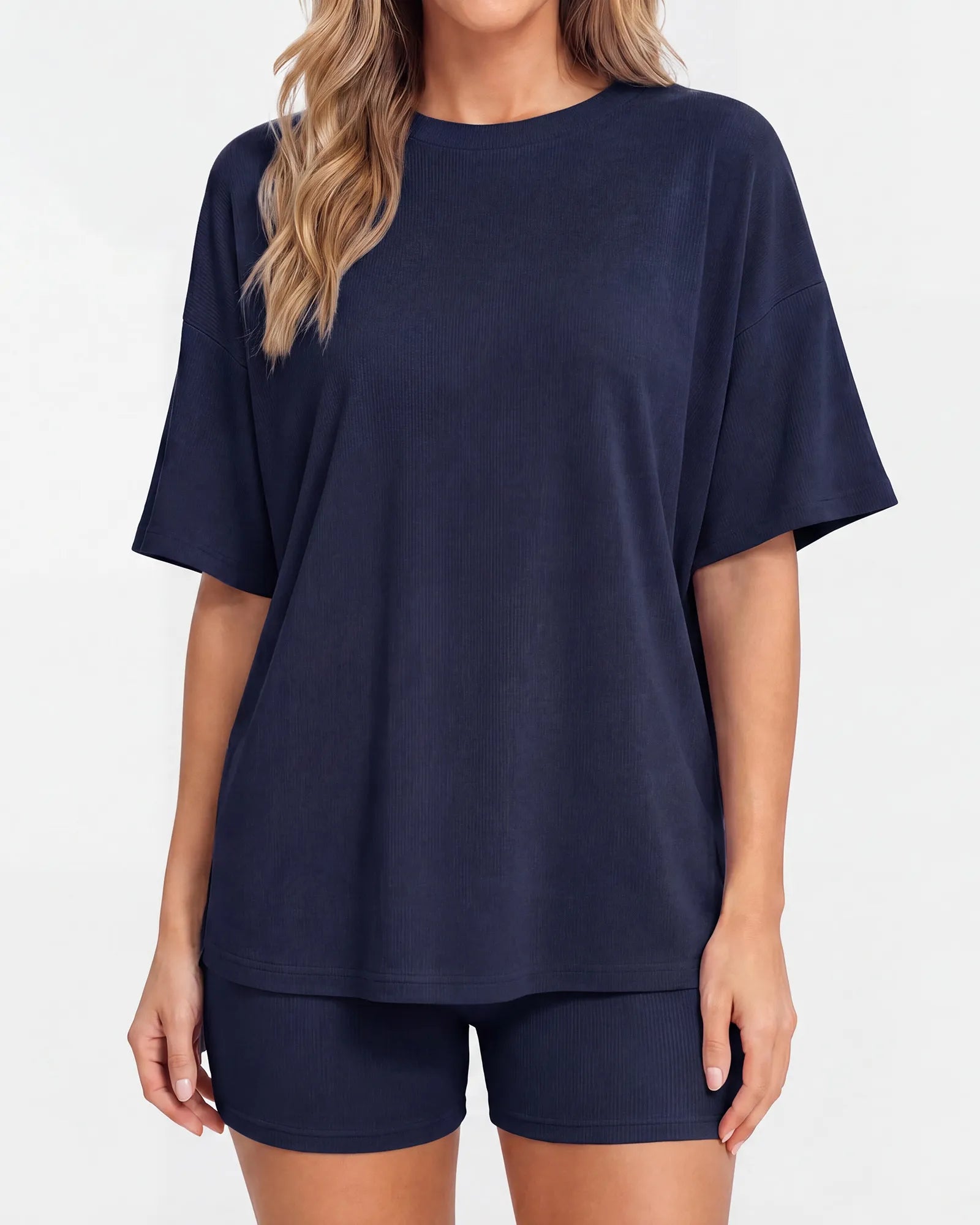 Oversized Crewneck Split Hem Lounge Set
