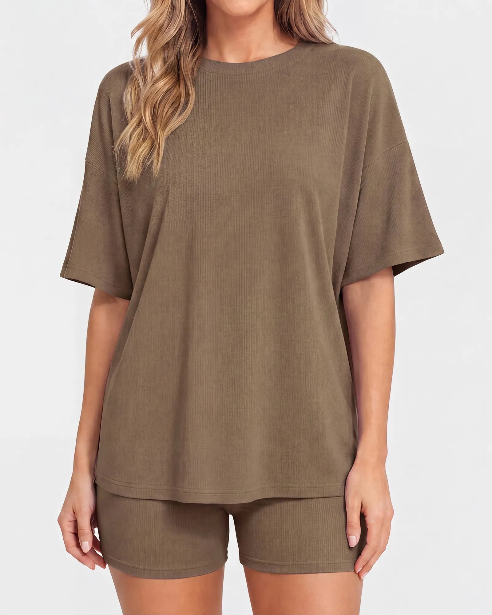 Oversized Crewneck Split Hem Lounge Set