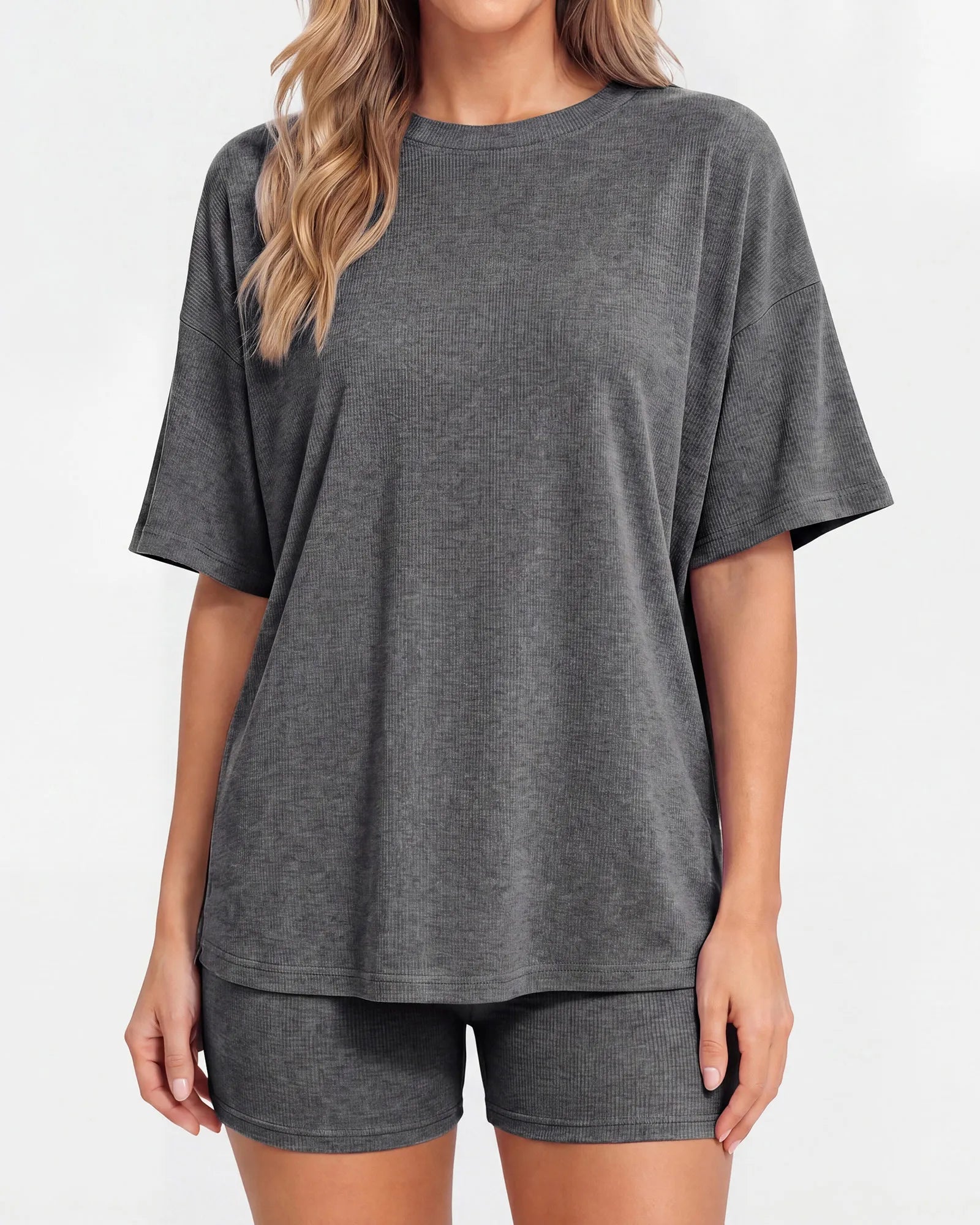 Oversized Crewneck Split Hem Lounge Set