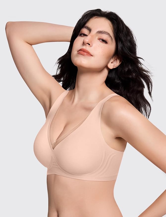 Plunge Mesh Wireless Jelly Seamless Push-Up Bra