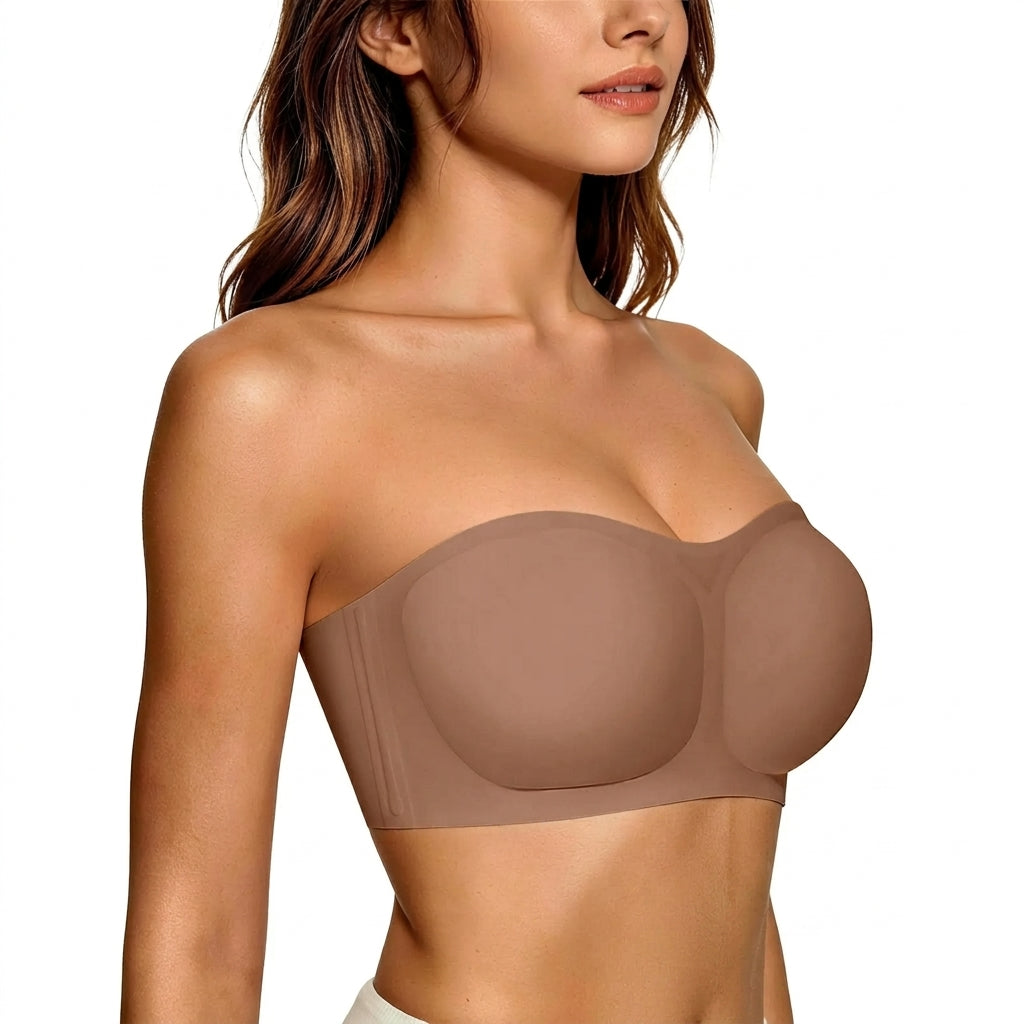 Seamless Strapless Bra Wireless Anti-Slip Push Up Jelly Bra