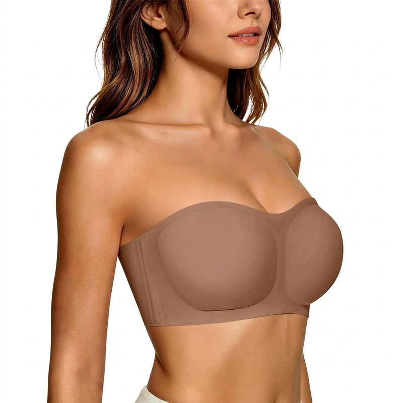 Seamless Strapless Bra Wireless Anti-Slip Push Up Jelly Bra