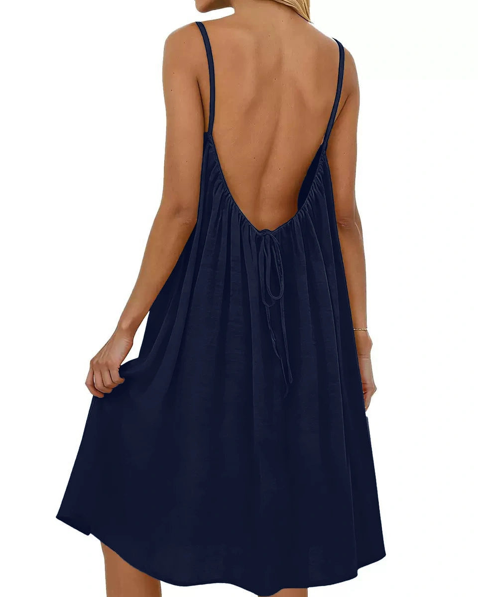 Casual Open-Back Spaghetti Strap Dress