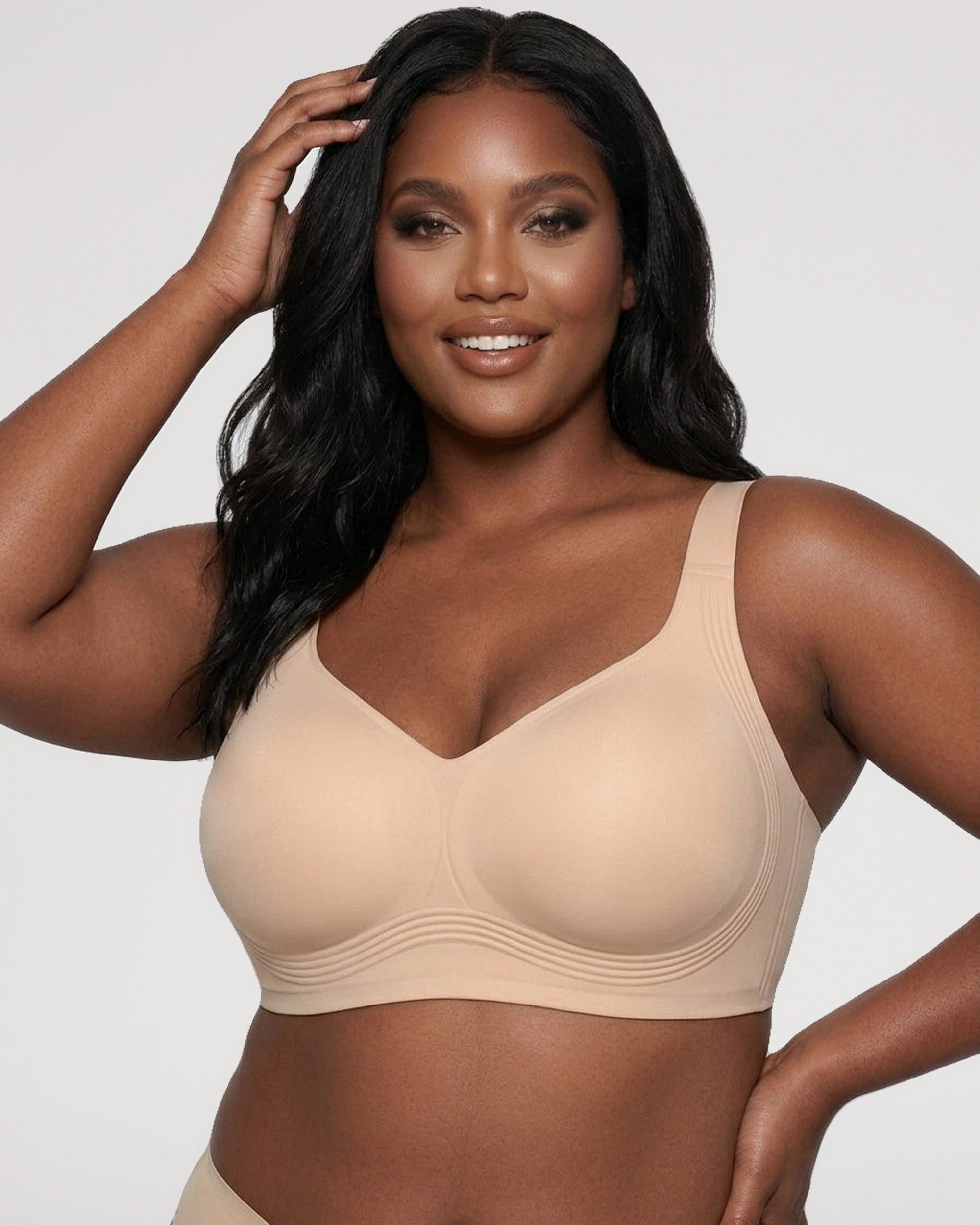 Front fit view of the Wireless Full Coverage Seamless Push Up Jelly Bra 4Bundle | LilyCurve