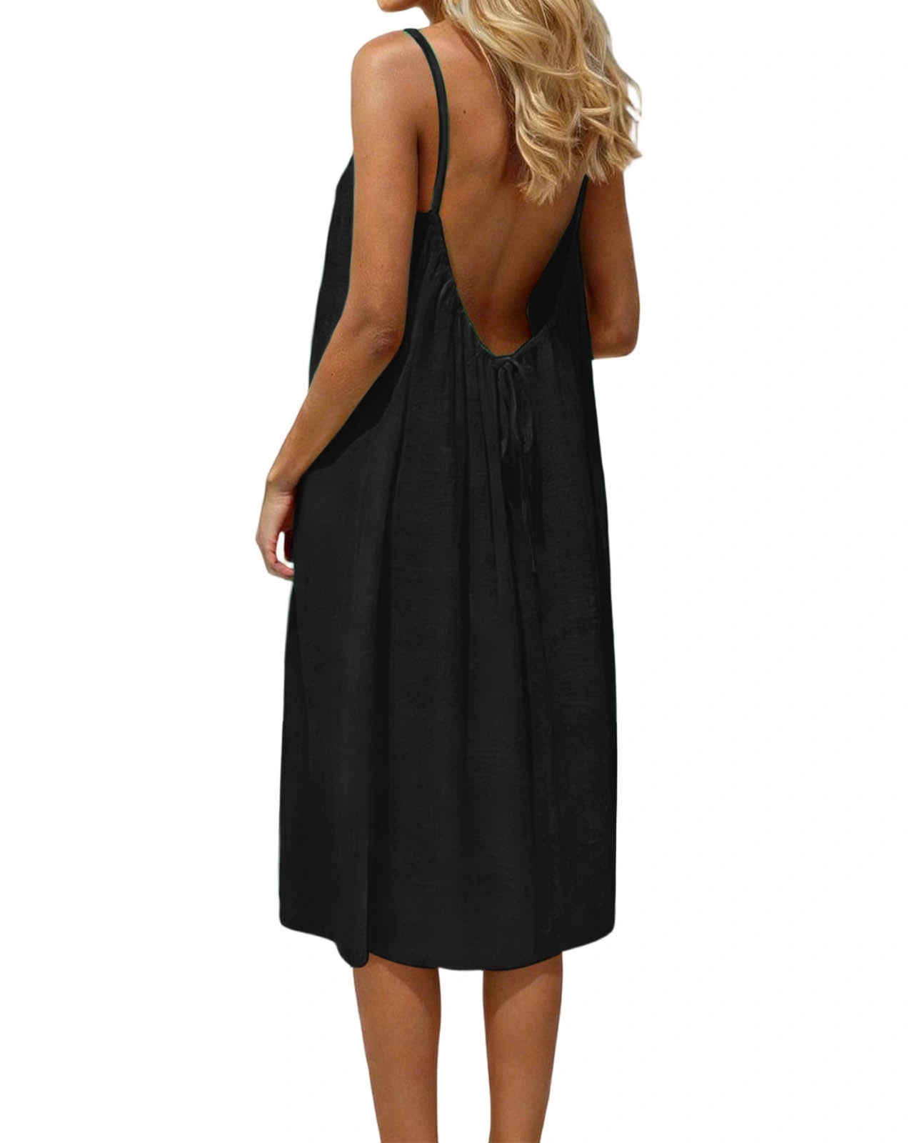 Casual Open-Back Spaghetti Strap Dress