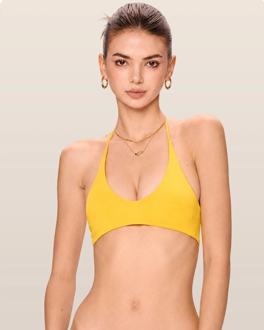 Wireless Triangle Plunge Bra Halter Open Back Backless Tie Bandeau