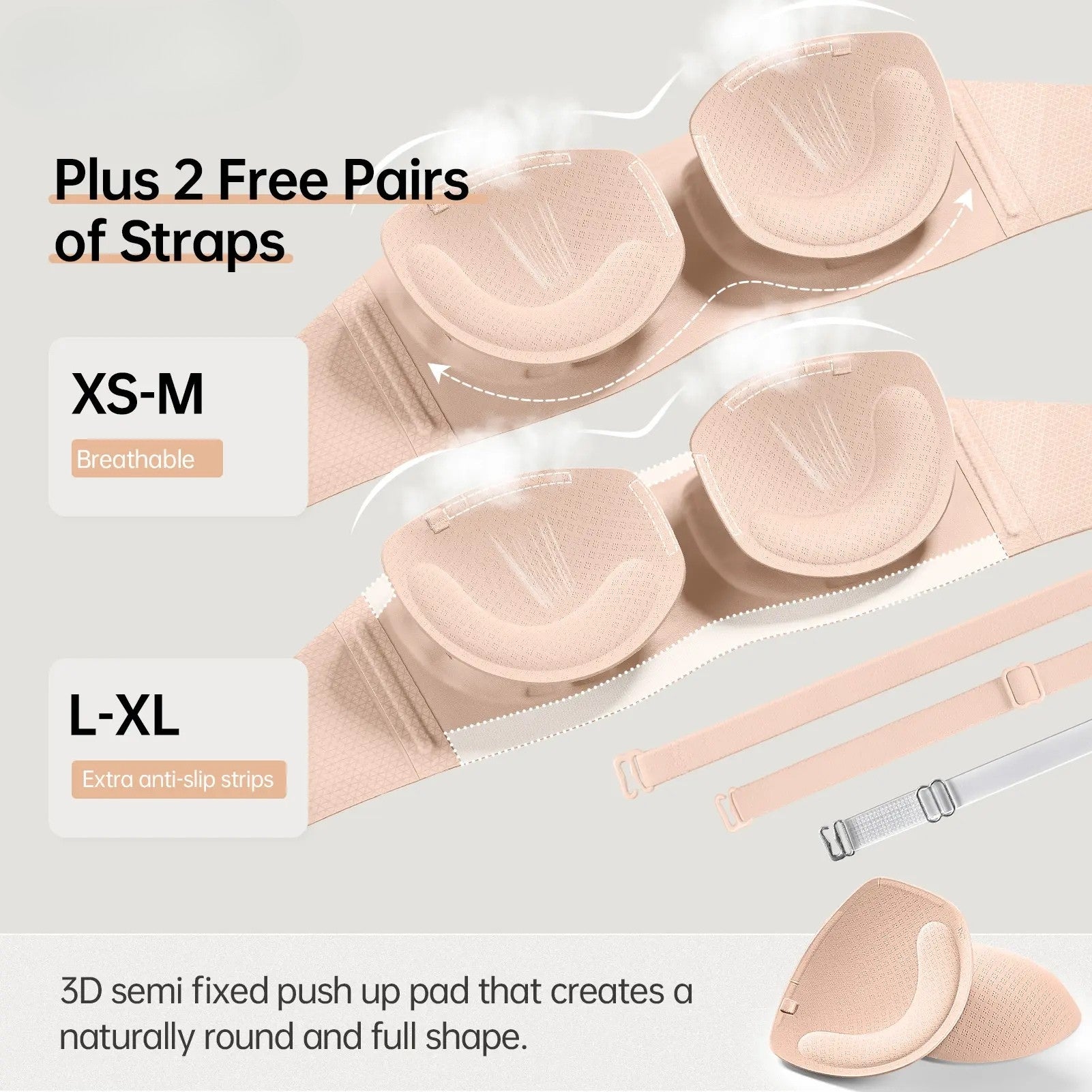 Seamless Strapless Bra Wireless Anti-Slip Push Up Jelly Bra