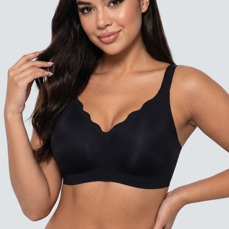 Seamless Scalloped Jelly Bra - White / 3XL
