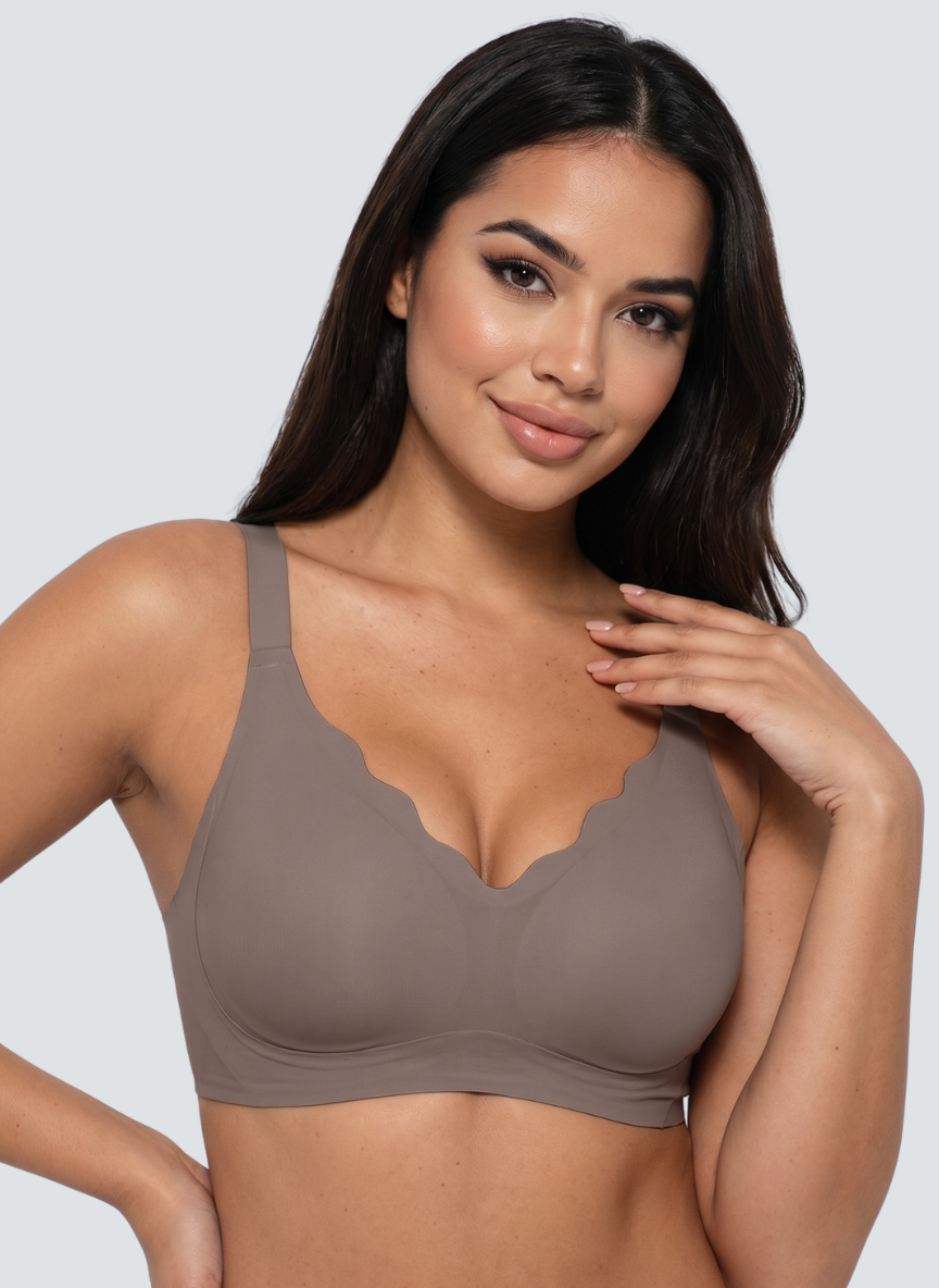 Seamless Scalloped Jelly Bra - White / L