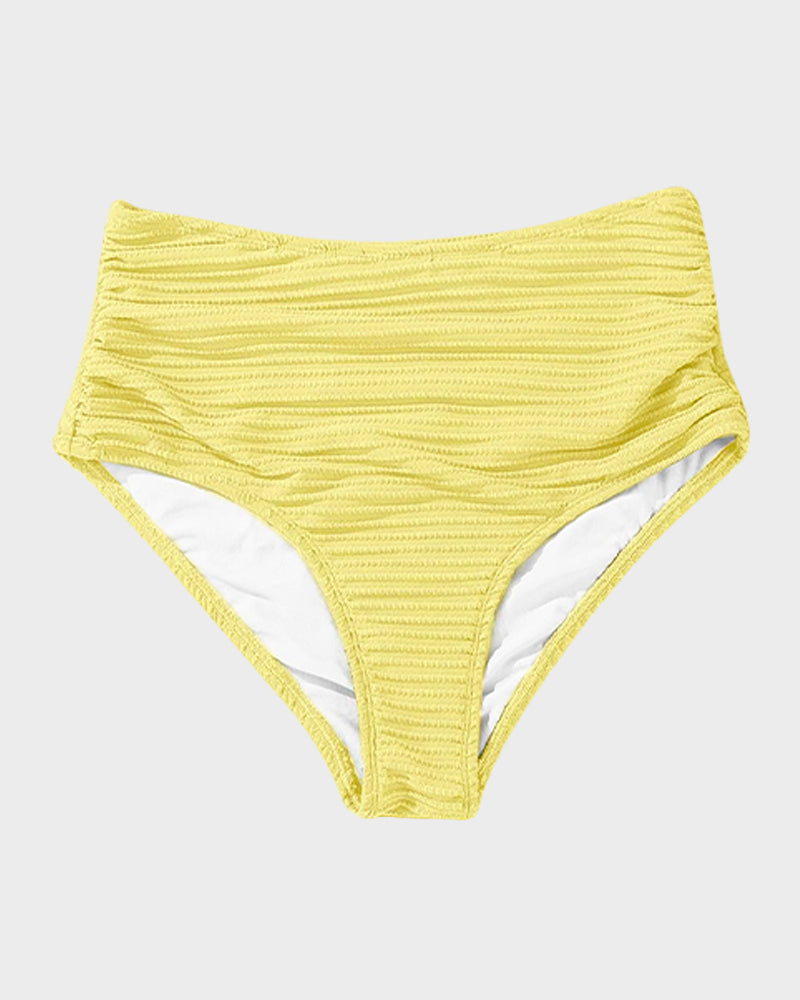 LilyCurve Textured Knot-Front High-Waisted Bikini Set in NU