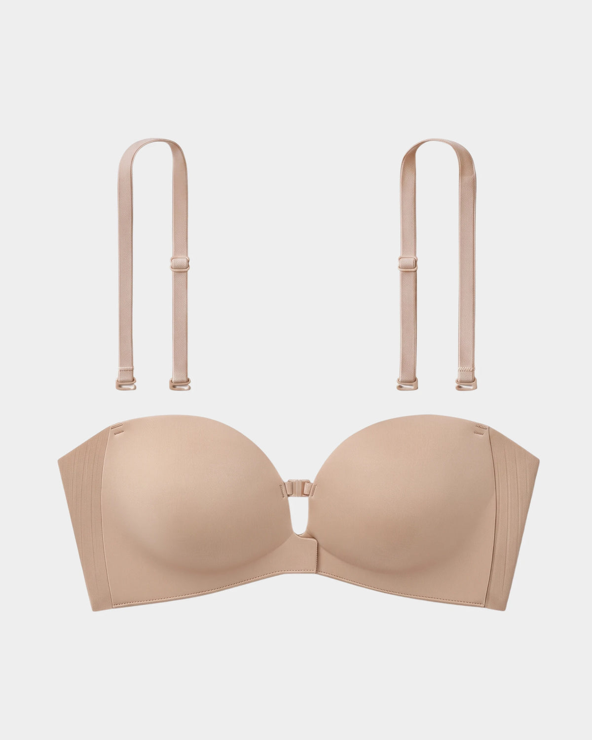 Soutien-gorge sans bretelles rembourré, sans armatures, à fermeture avant