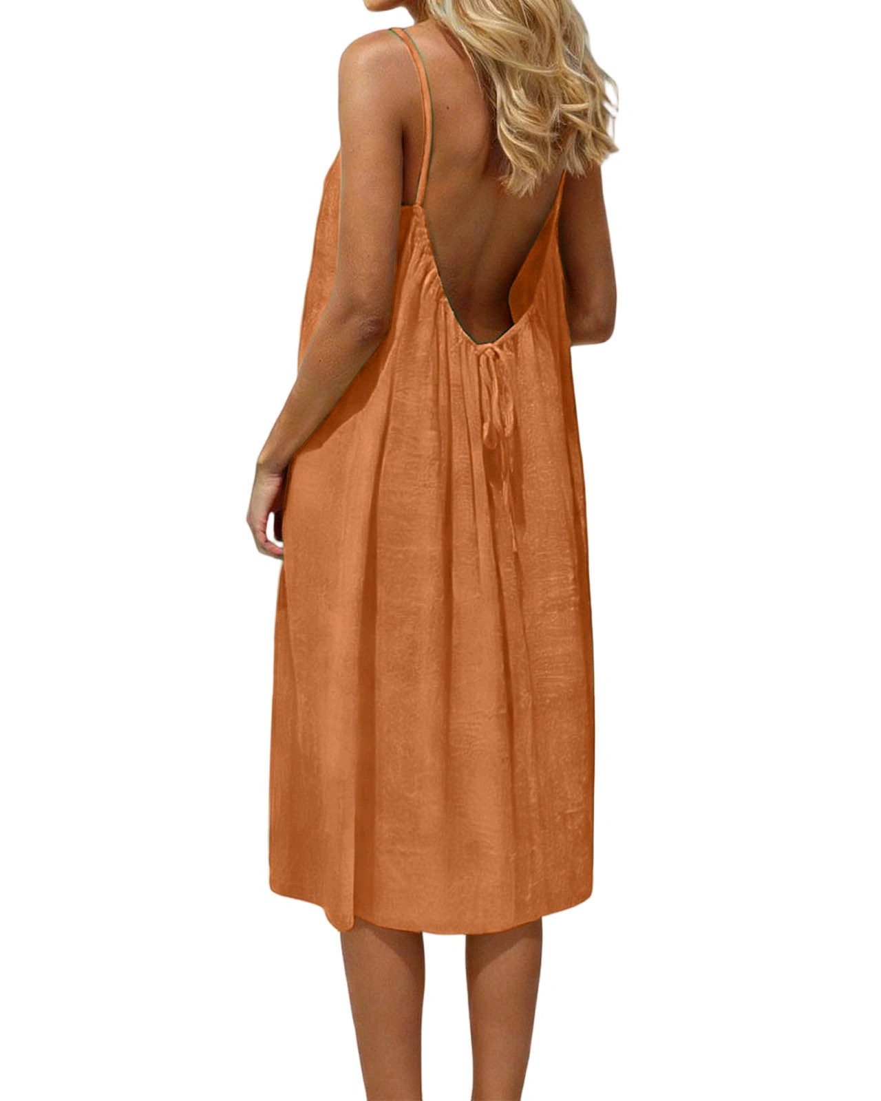 Casual Open-Back Spaghetti Strap Dress