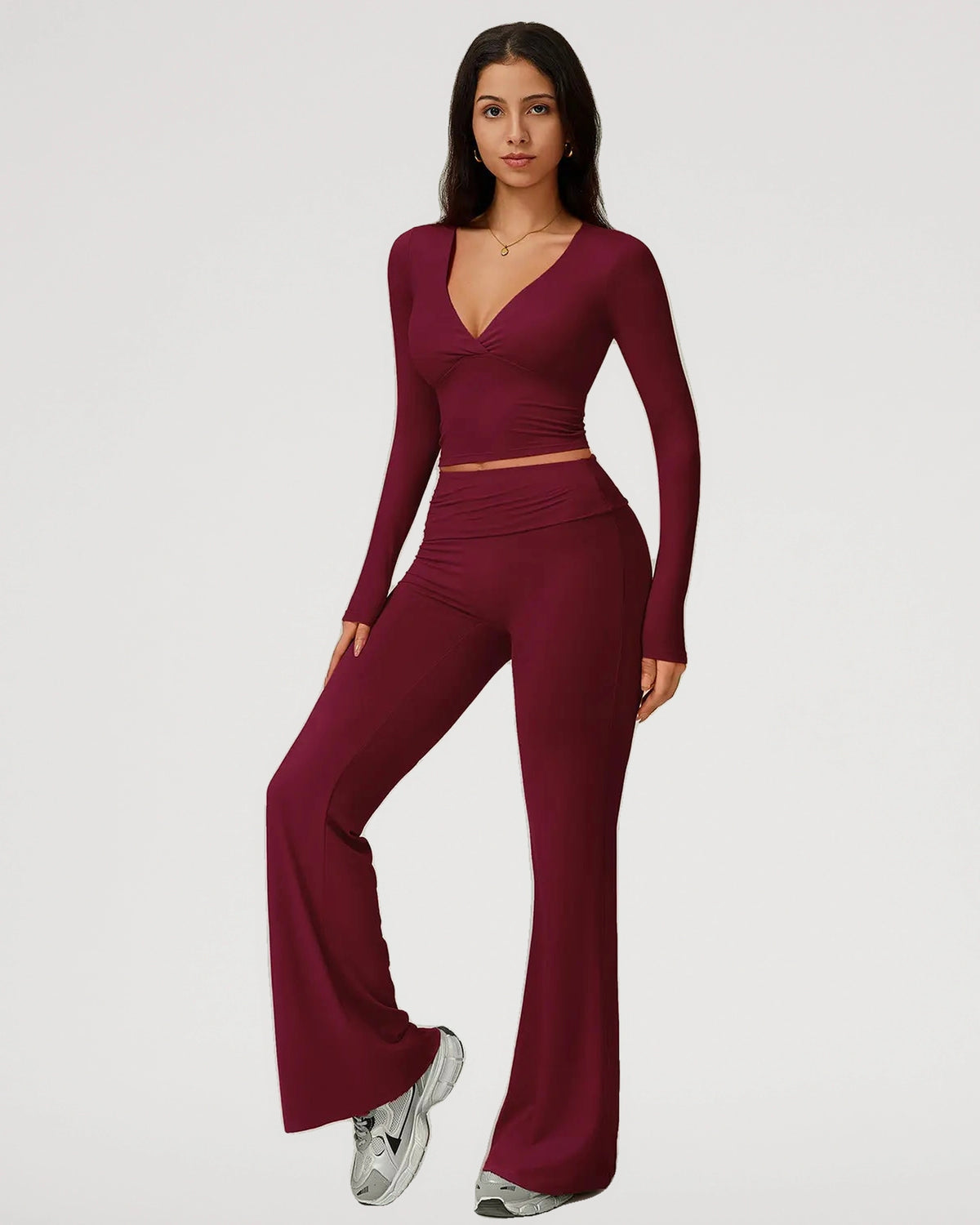 Front fit view of the Womens 2 Piece High Stretch Sporty Activewear Set | LilyCurve