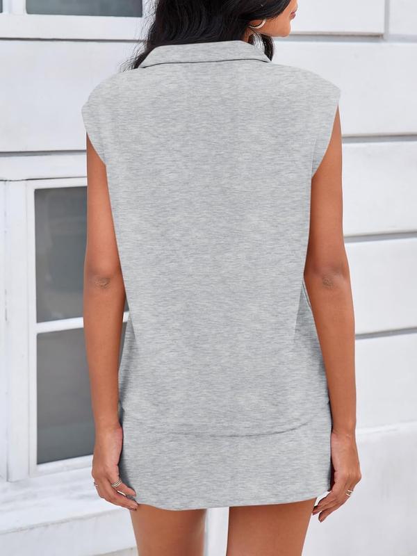 Athletic Half-Zip Sleeveless Skort Set