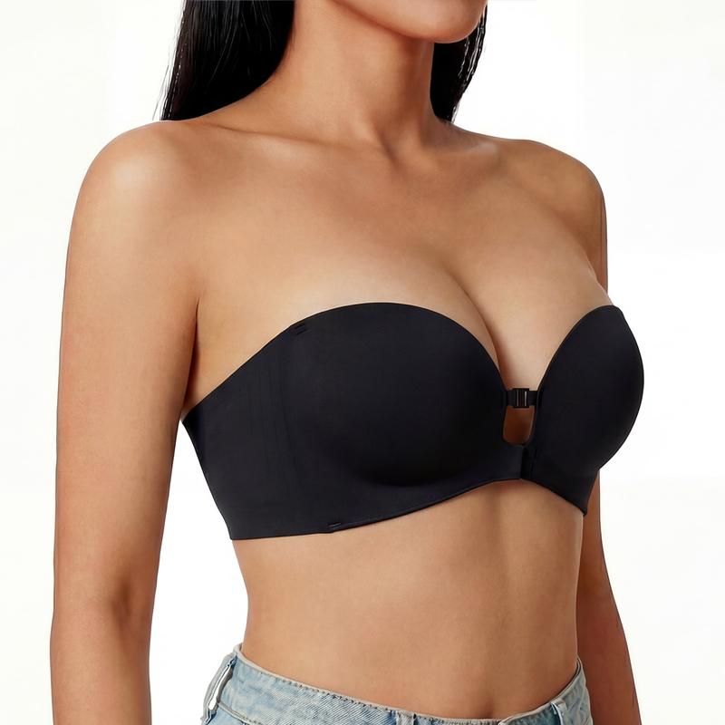 Front-Closure Wireless Padded Strapless Bra