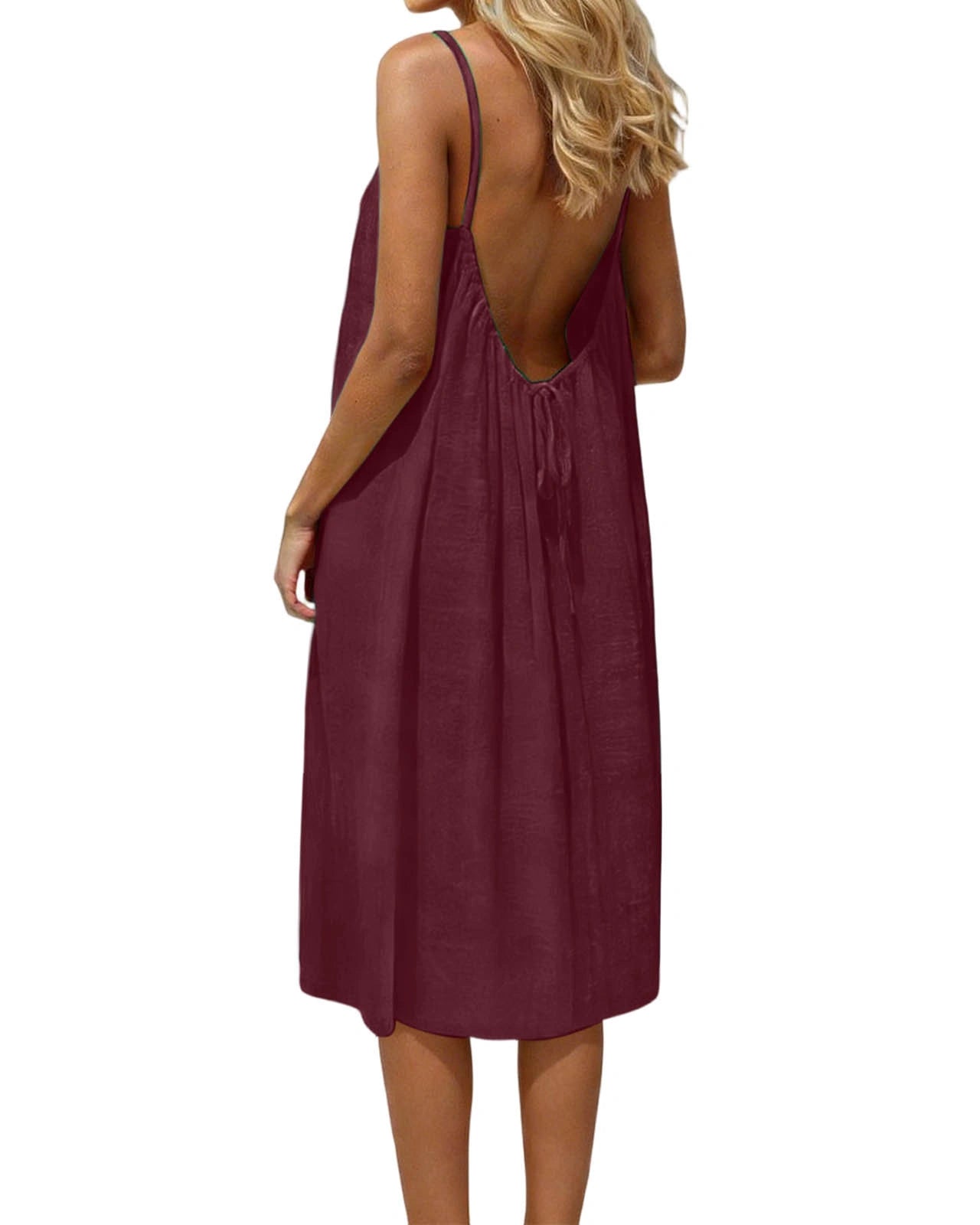 Casual Open-Back Spaghetti Strap Dress