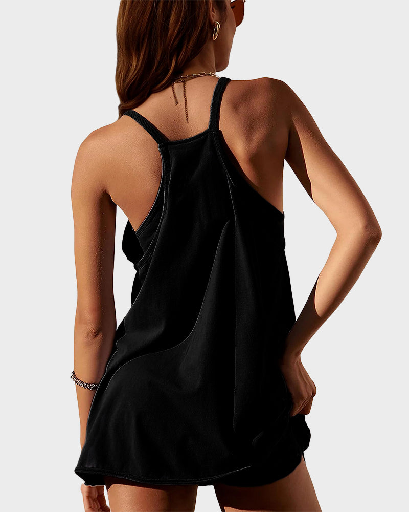 2-in-1 Lounge Romper Dress - Black