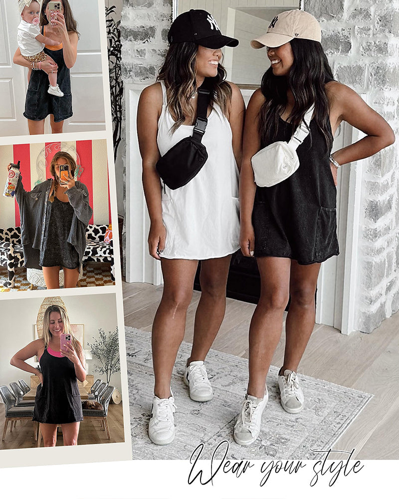 2-in-1 Lounge Romper Dress - Dark Blue