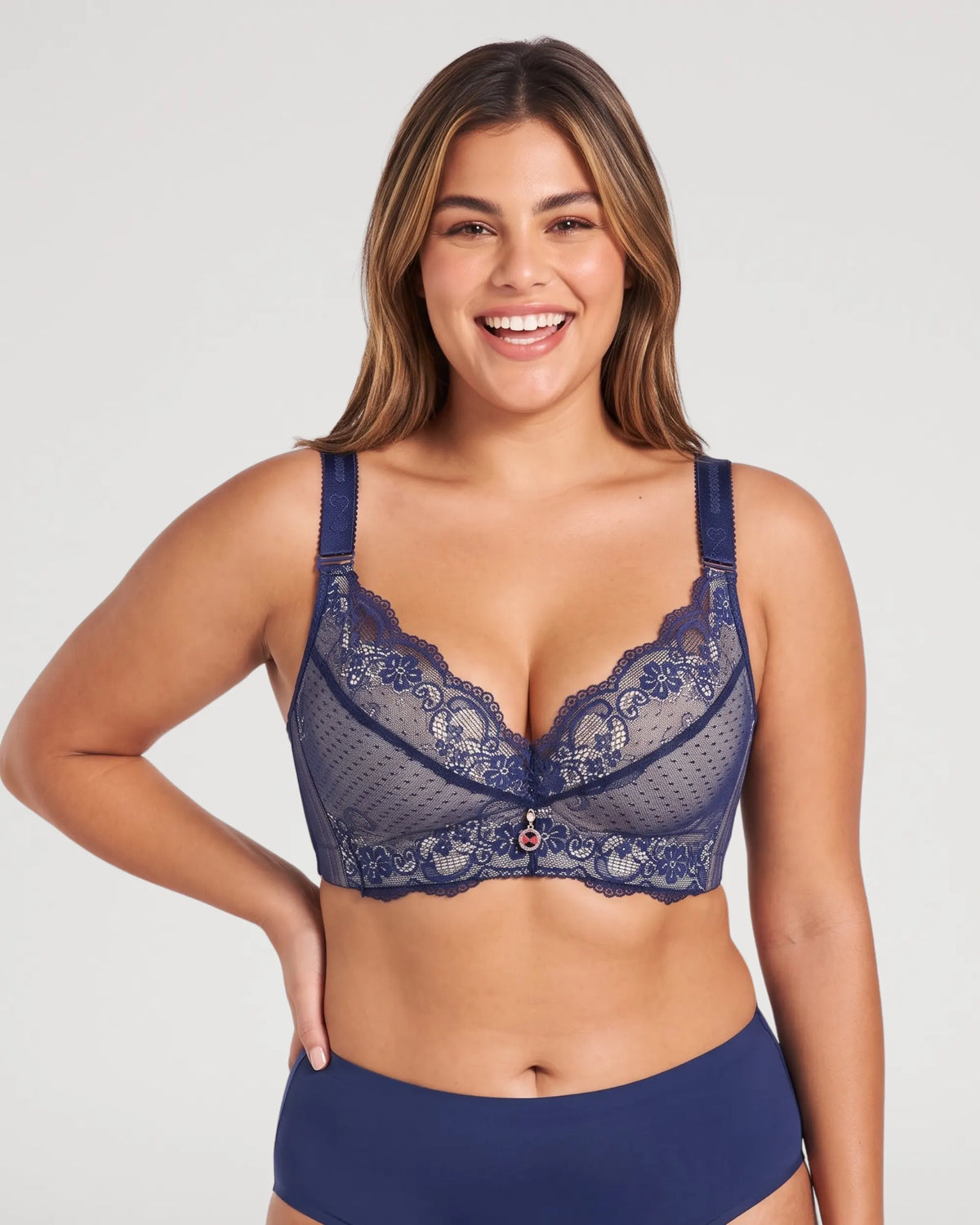 Plus Size Lace Molded Underwire Full Coverage Bra