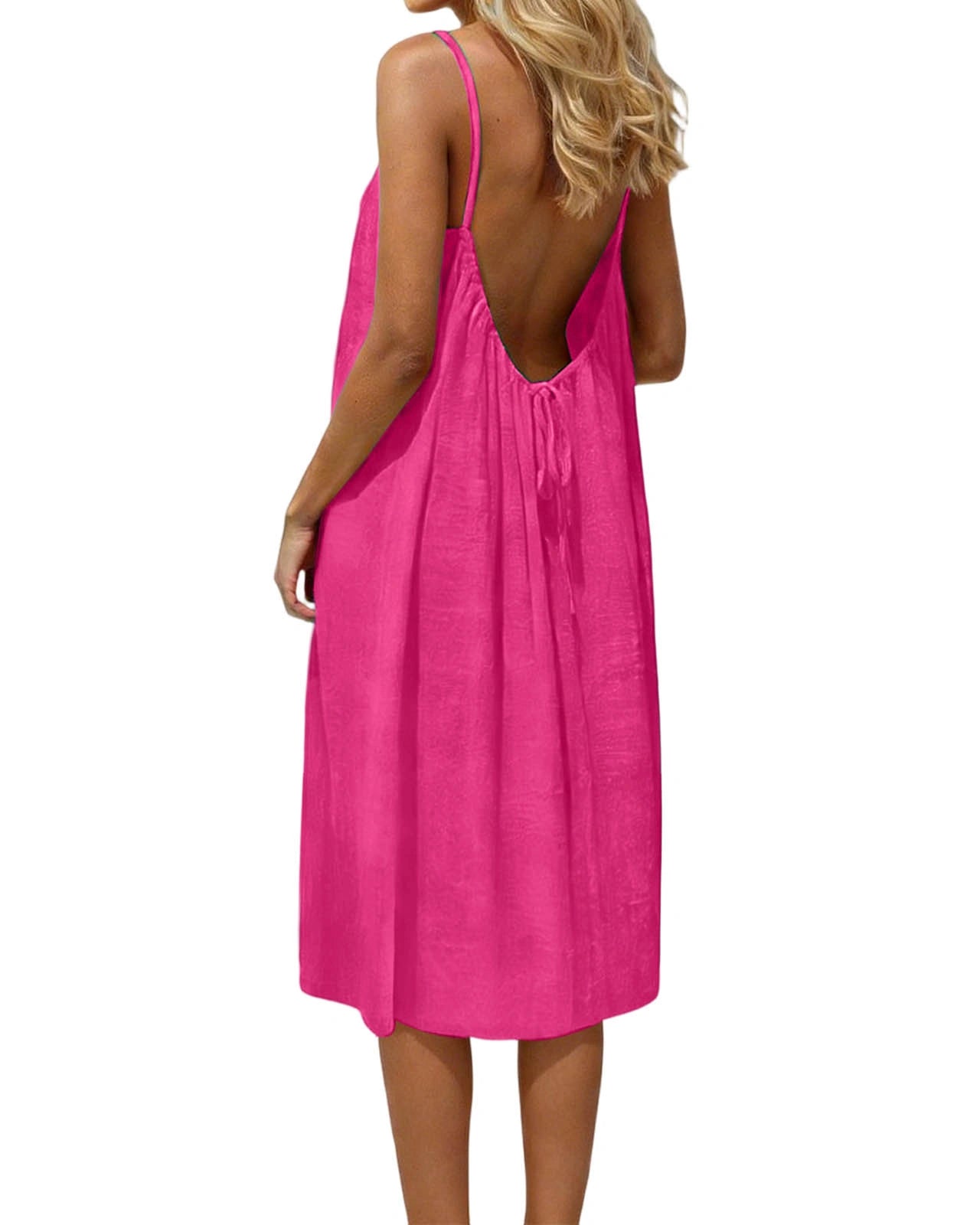 Casual Open-Back Spaghetti Strap Dress