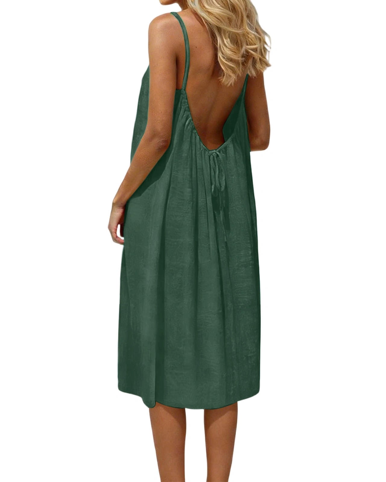 Casual Open-Back Spaghetti Strap Dress