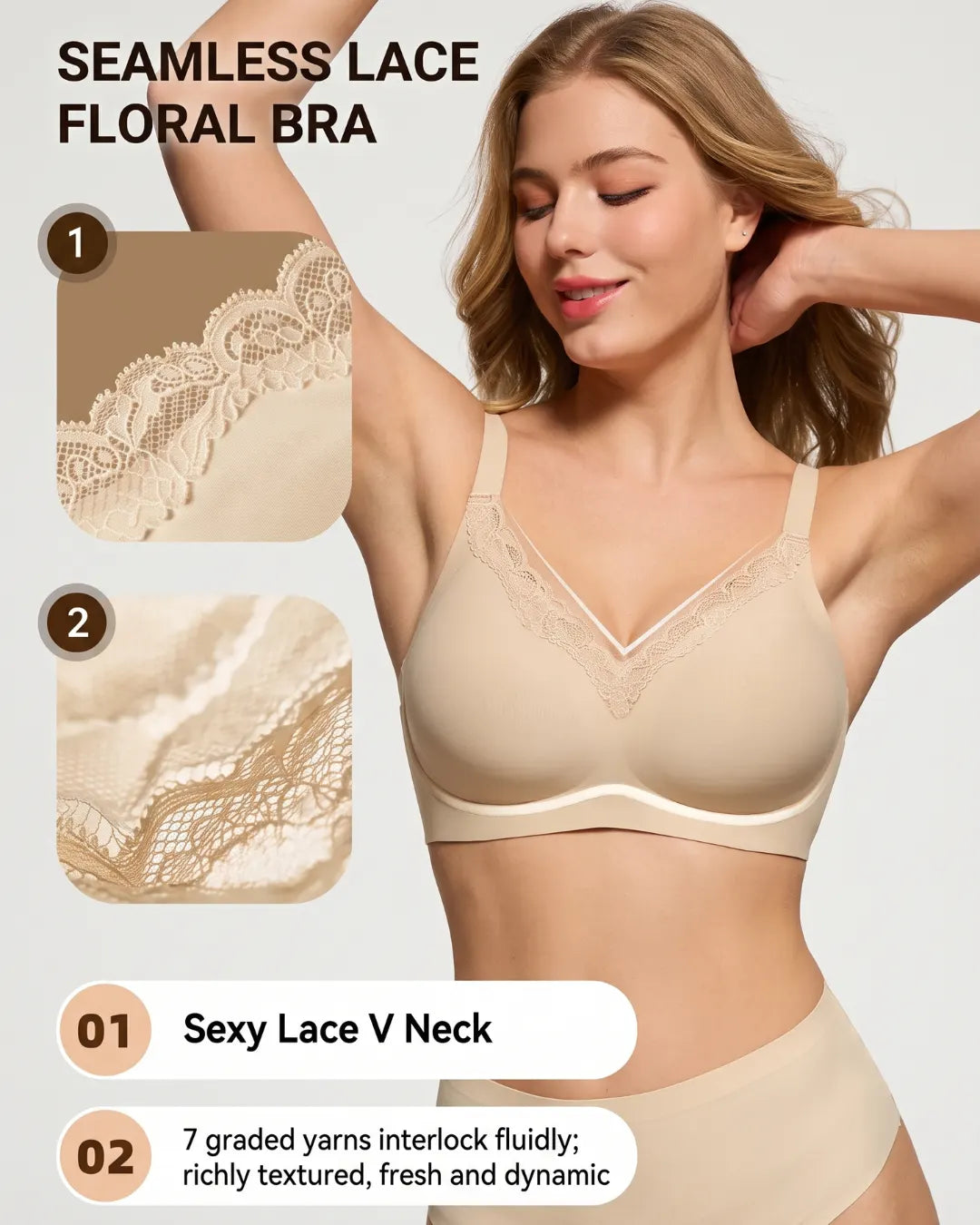 Lace Plunge Wireless Jelly Support Bra