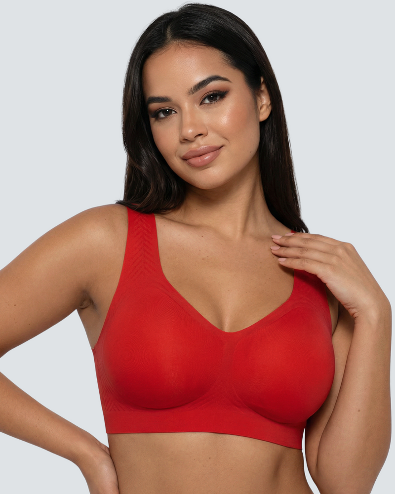 Wireless Smooth Back Jelly Bra - Red / M