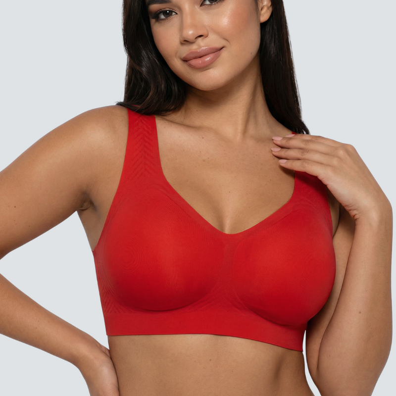 Wireless Smooth Back Jelly Bra - Red / M