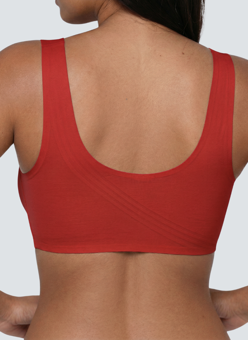 Wireless Smooth Back Jelly Bra - Red / L