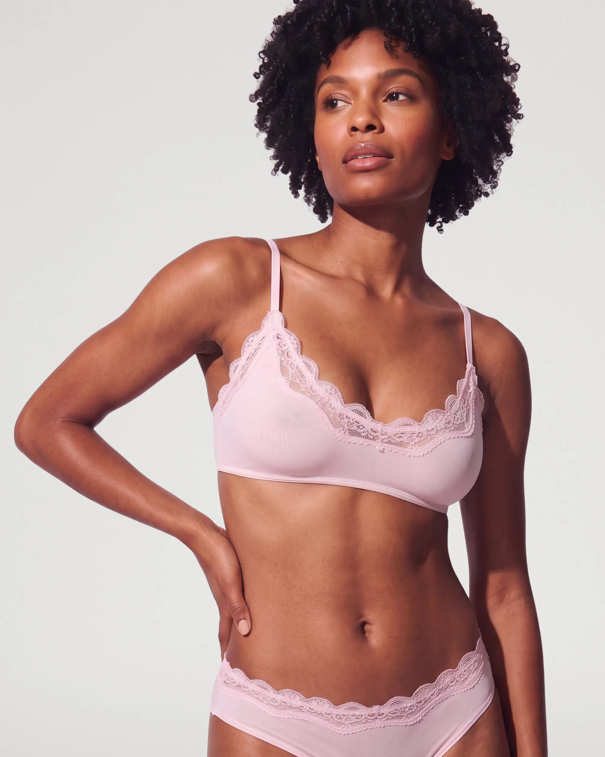 Lace Trim Unlined Wirefree Pull-On Bralette