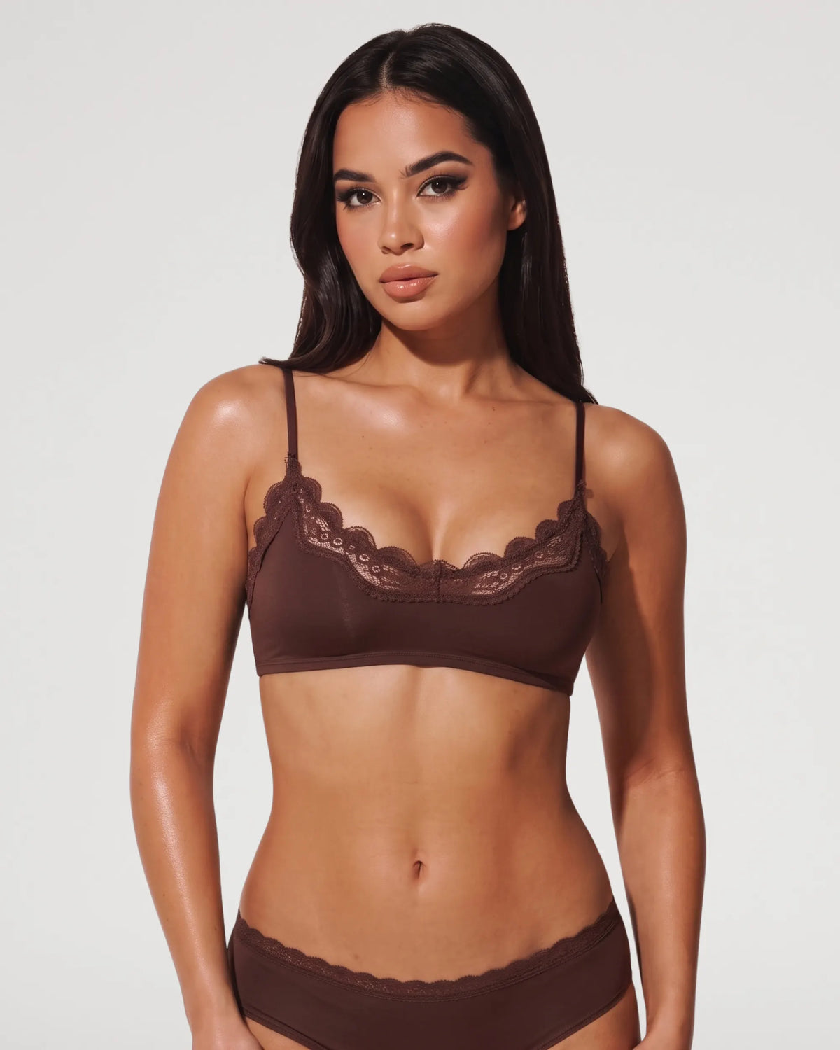 Lace Trim Unlined Wirefree Pull-On Bralette