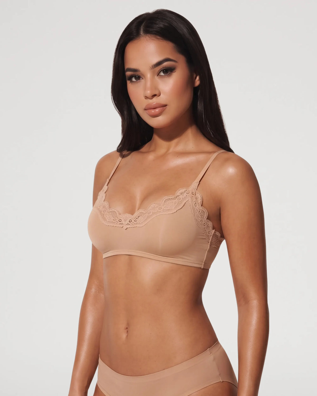 Lace Trim Unlined Wirefree Pull-On Bralette