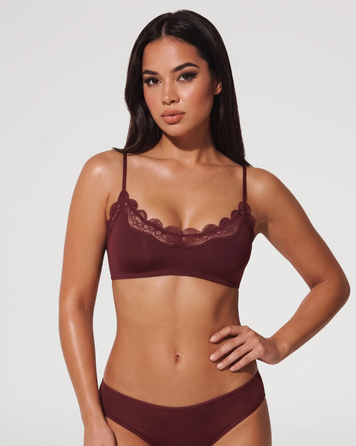 Lace Trim Unlined Wirefree Pull-On Bralette