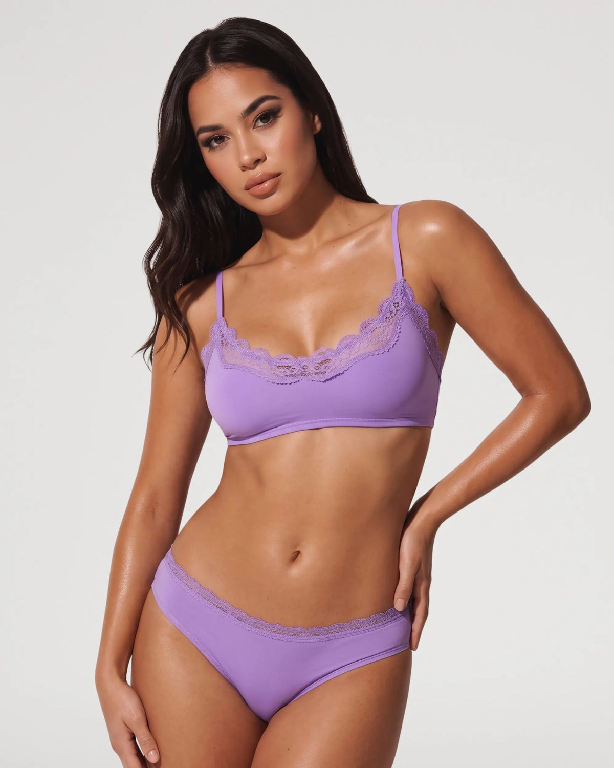 Lace Trim Unlined Wirefree Pull-On Bralette