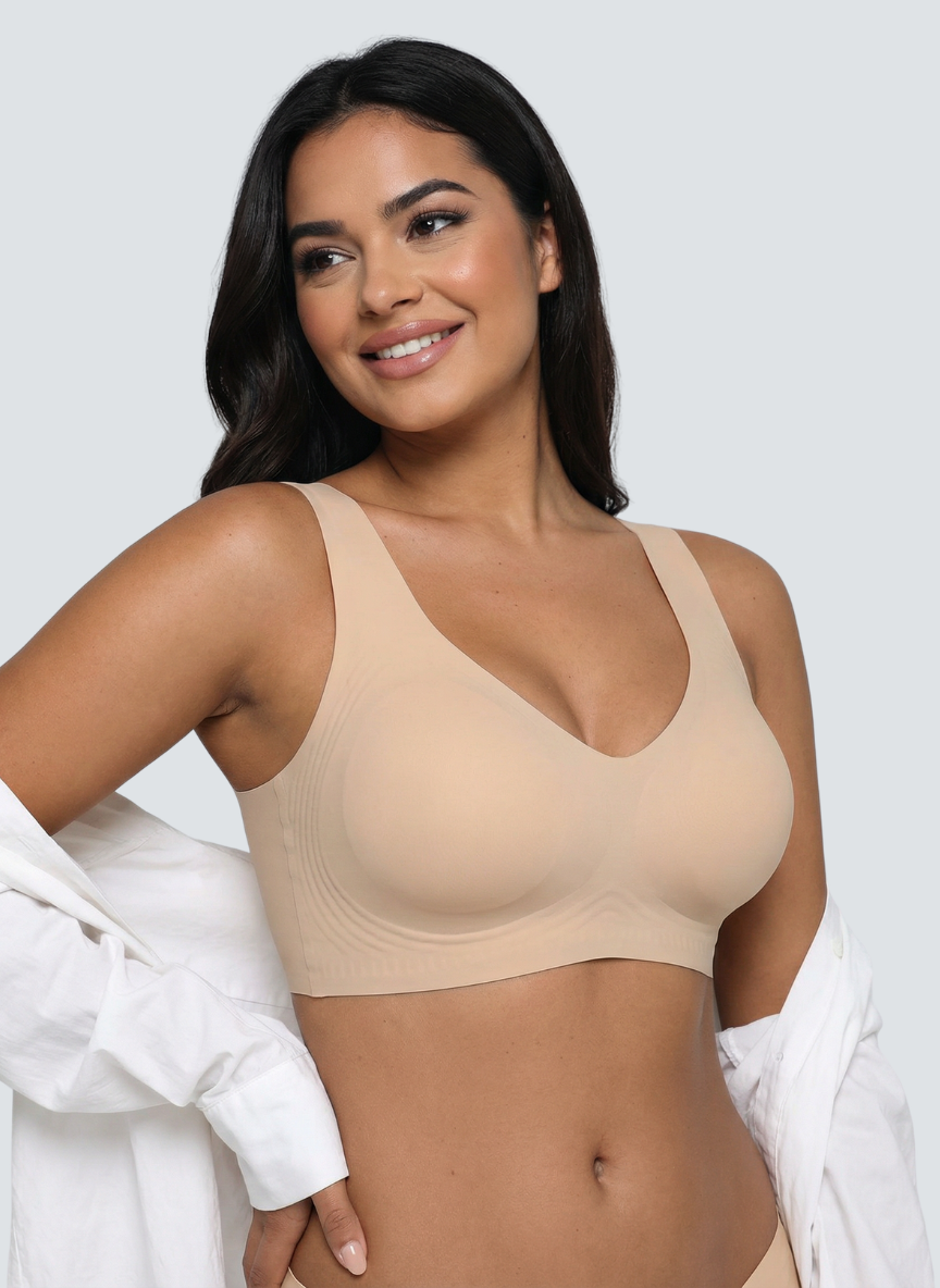 Wireless Smooth Back Jelly Bra - Red / 4XL