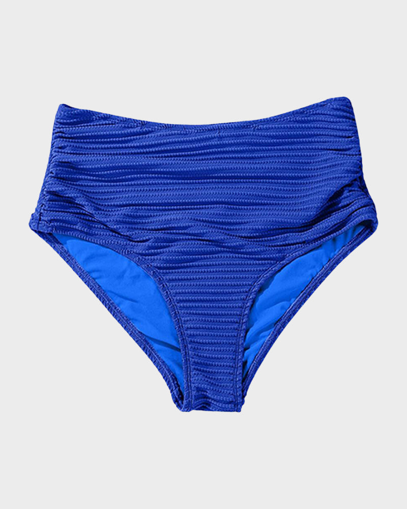 LilyCurve Textured Knot-Front High-Waisted Bikini Set in NU