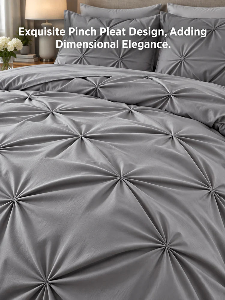 3-Piece Pinch Pleat Bedding Set – Cloud-Like Softness, Breathable Comfort & a Cozy, Inviting Bedroom