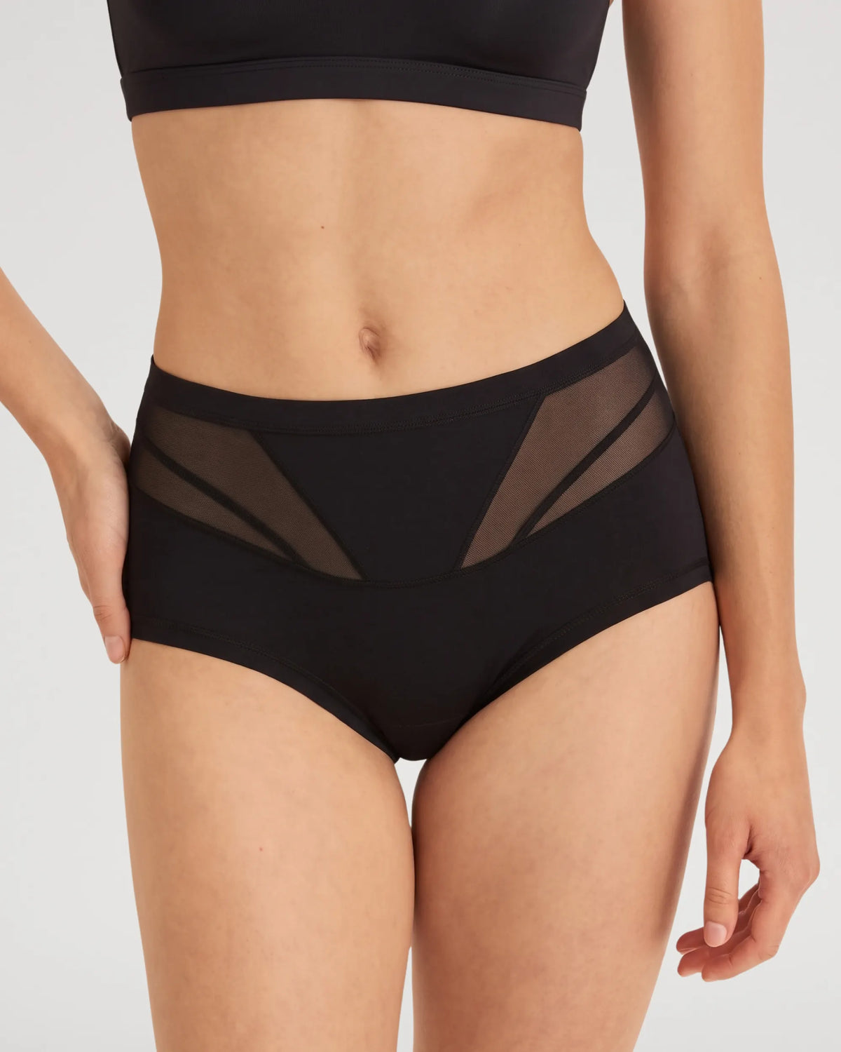 High-Waist Mesh Panel Butt-Lifting Briefs