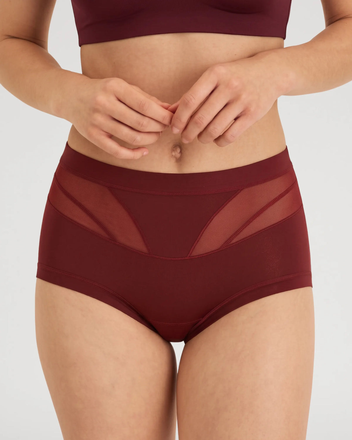High-Waist Mesh Panel Butt-Lifting Briefs