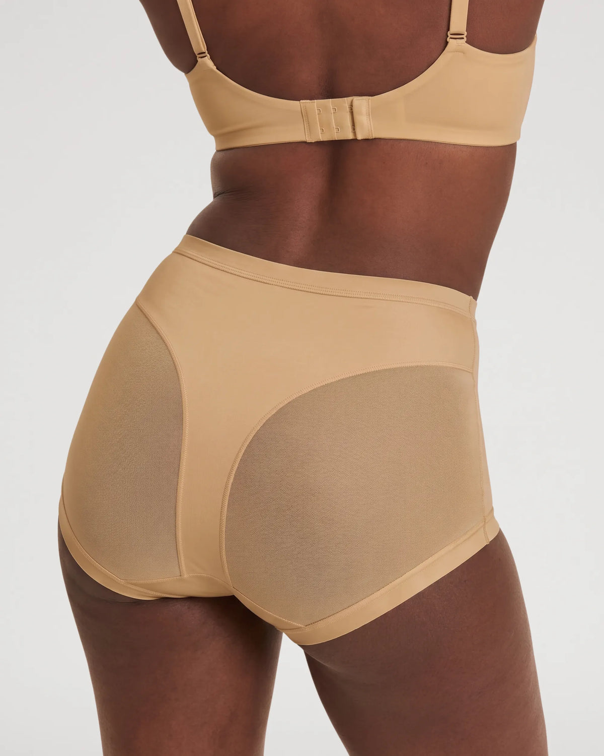 High-Waist Mesh Panel Butt-Lifting Briefs