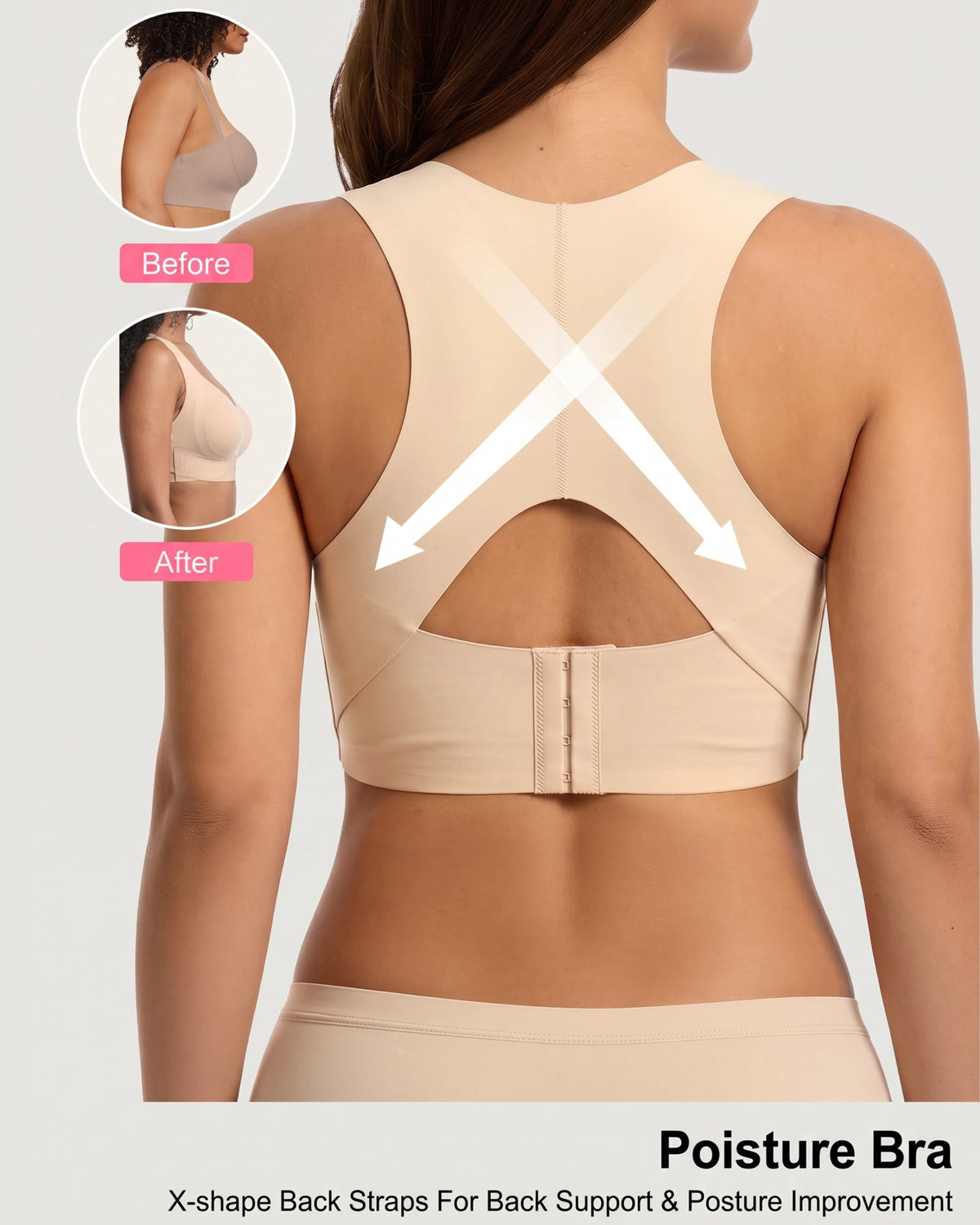Seamless Front-Closure Wireless Posture Bra