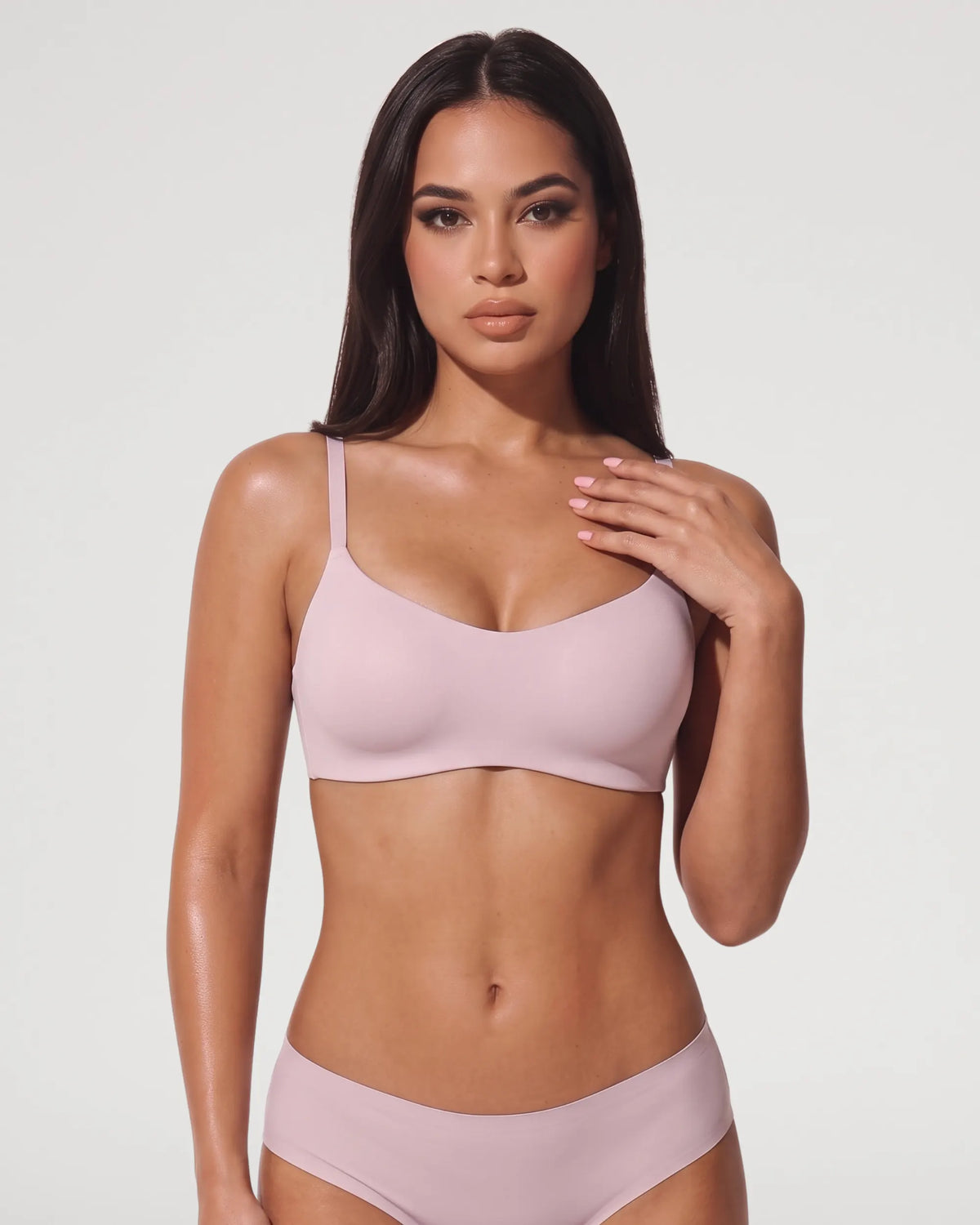 Nude Pink Seamless Molded Push Up Wireless Balconette Bra